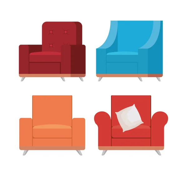 Set Sofas Stile Symbole — Stockvektor