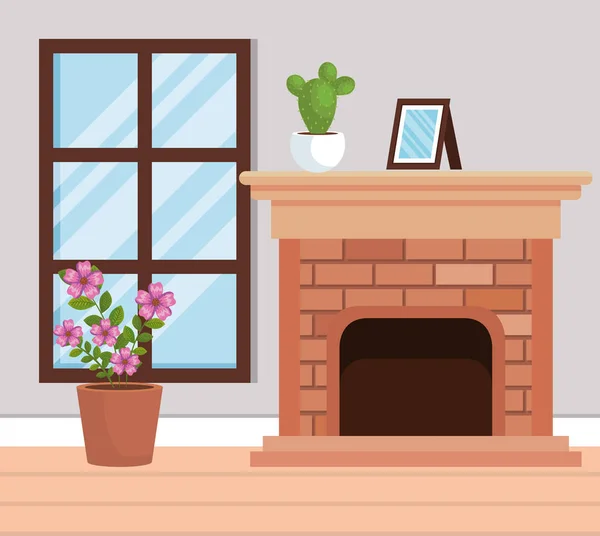 Lieu de résidence avec cheminée scène — Image vectorielle