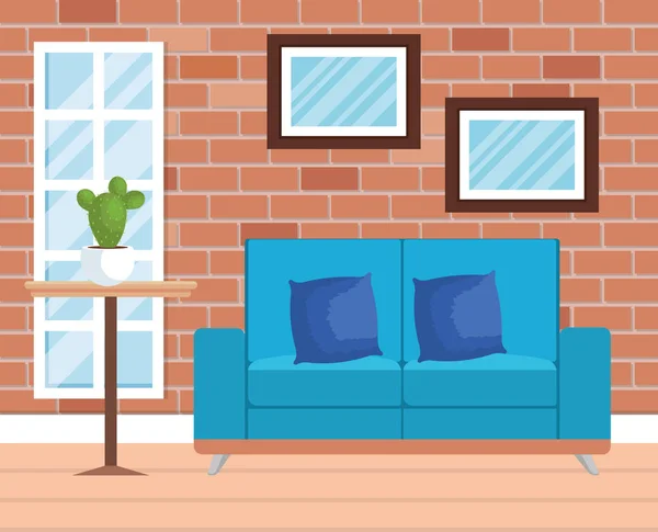Wohnzimmer mit Sofa — Stockvektor