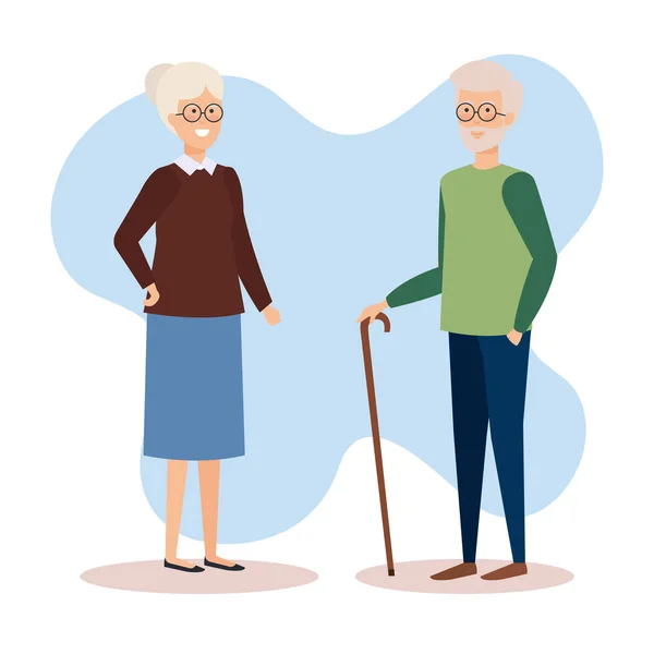 Couple de grands-parents avec des vêtements décembre — Image vectorielle
