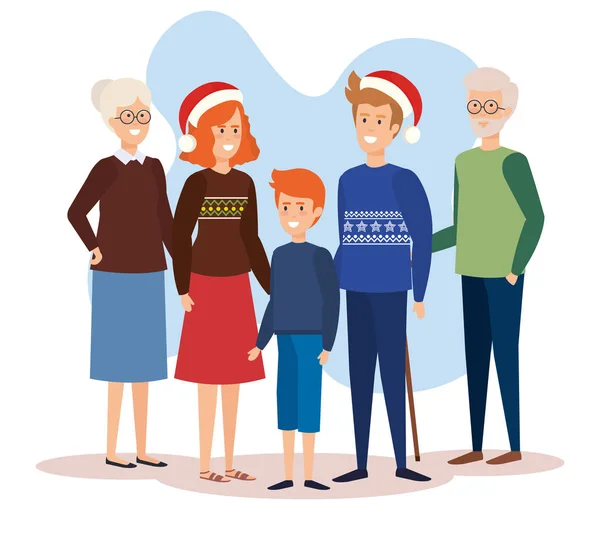 Családi szülők december ruhák — Stock Vector