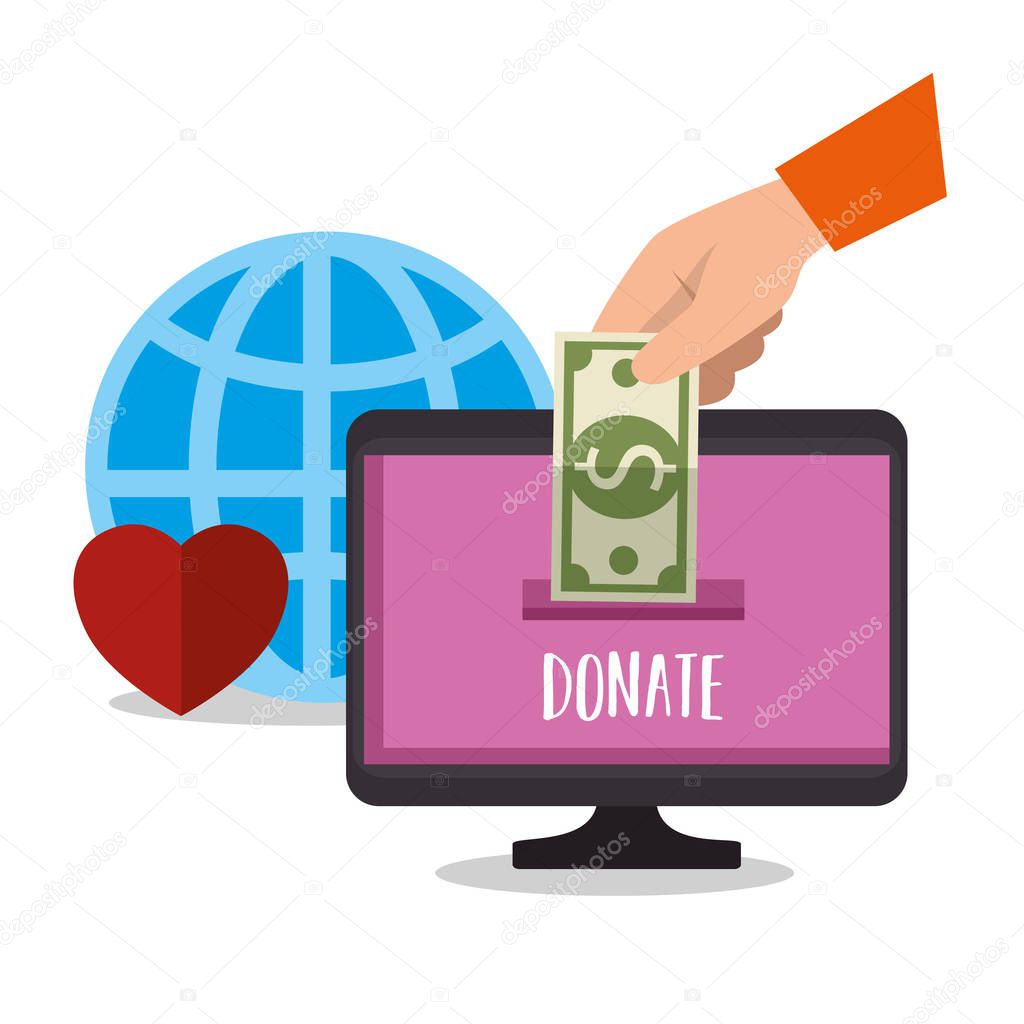 computer with charity donation online