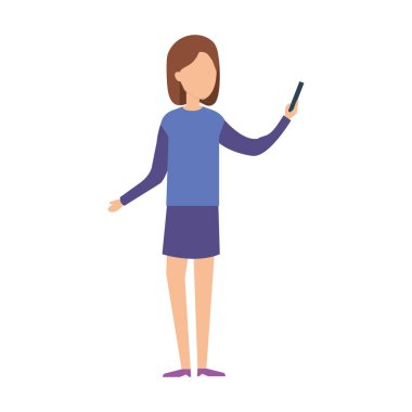 smartphone karakter olan kadın