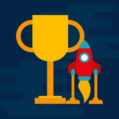 başlangıç roket vektör çizim tasarım ile kupa Ödülü Kupası