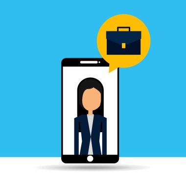 işkadını smartphone ile konuşma balonu vektör çizim tasarım içinde