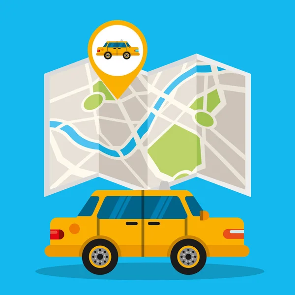 Gps Navigace Dopravní Taxi Umístění Mapy Průvodce Vektorové Ilustrace — Stockový vektor