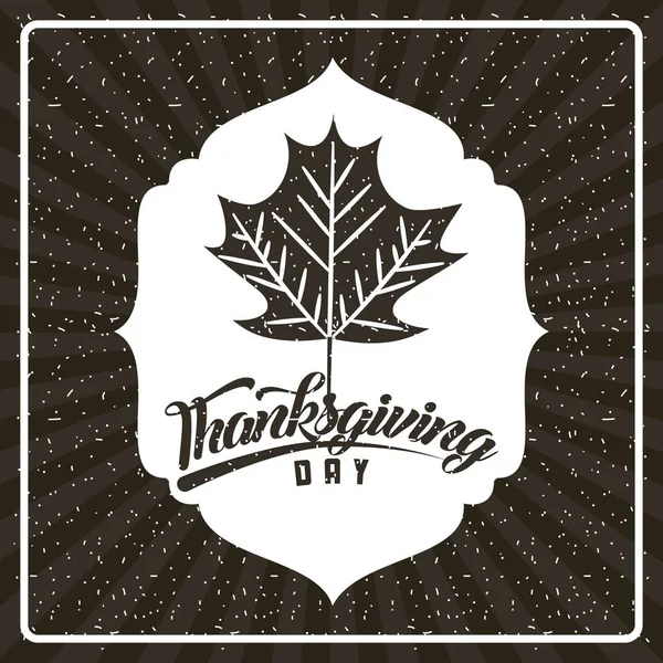 Thanksgiving Laisse Heureux Cadre Jour Illustration Vectorielle Style Rétro — Image vectorielle