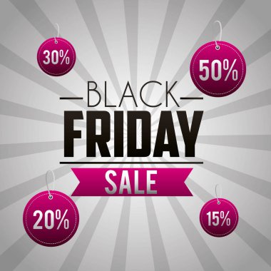 Black friday alışveriş şerit Satılık çıkartmaları indirim ve porcent şeyler illüstrasyon vektör