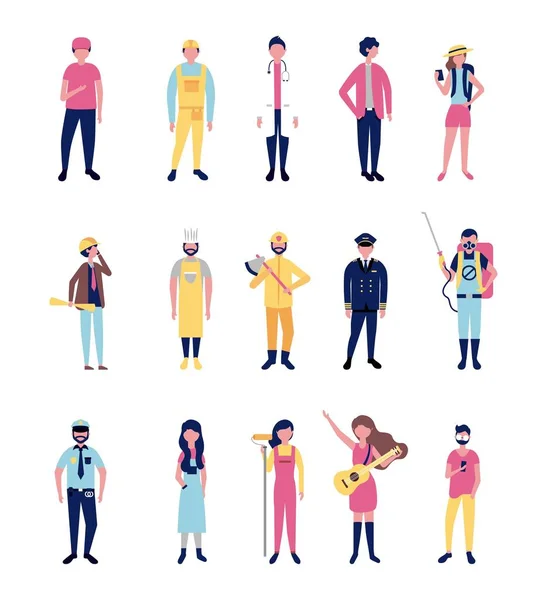 Професіонали Робочого Одягу Люди Професії Робота Корпоративні Векторні Ілюстрації — стоковий вектор