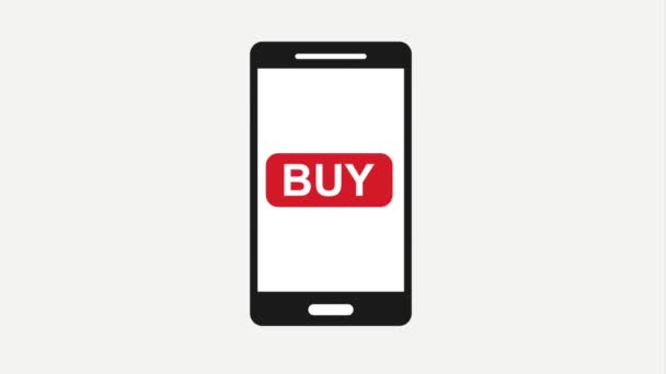 Smartphone coche comprar botón en línea — Vídeo de stock