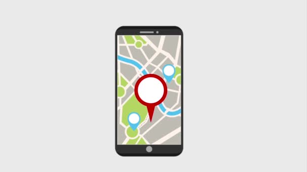 Карта смартфона місцезнаходження автомобілів транспорт — стокове відео