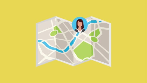 Gps Навигационная Карта Местоположение Людей Такси Анимация — стоковое видео