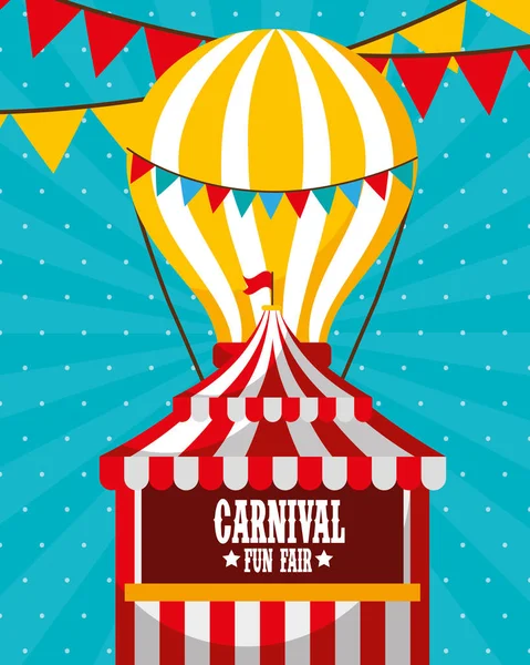 Karnaval Eğlence Fuarı Vektör Çizim Çadır Booth Sıcak Hava Balon — Stok Vektör