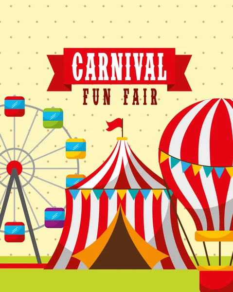 Σκηνή Αερόστατα Θερμού Αέρα Και Καρουσέλ Καρναβάλι Διασκέδαση Δίκαιη Διανυσματικά — Διανυσματικό Αρχείο