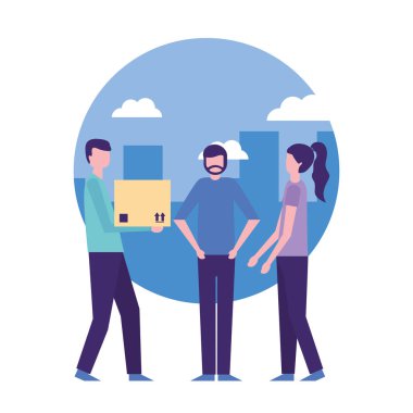 topluluk etkinlik insanlar konuşan etiket şehir vektör çizim