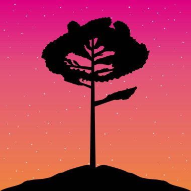 Yolculuk tutkusu seyahat manzara günbatımı yıldız alp vektör çizim