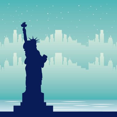 Yolculuk tutkusu seyahat liberty city vektör çizim heykeli