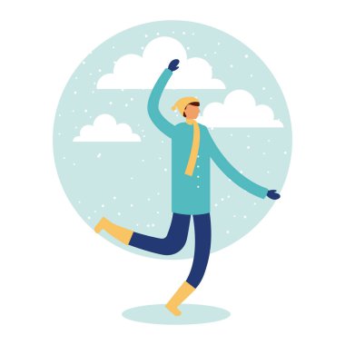 adam el vektör çizim kadar mutlu kış tatil etiket bulutlar