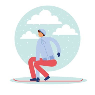 mutlu kış tatil etiket kar adam vektör çizim