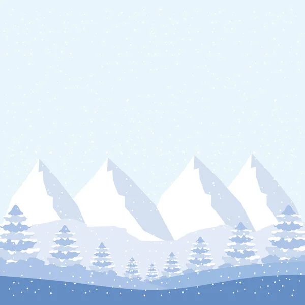 Winter Vakanties Alpen Bergen Meer Sneeuw Vectorillustratie — Stockvector