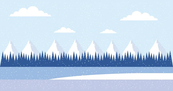 Vacaciones Invierno Alpes Lago Nubes Nieve Frío Vector Ilustración — Archivo Imágenes Vectoriales
