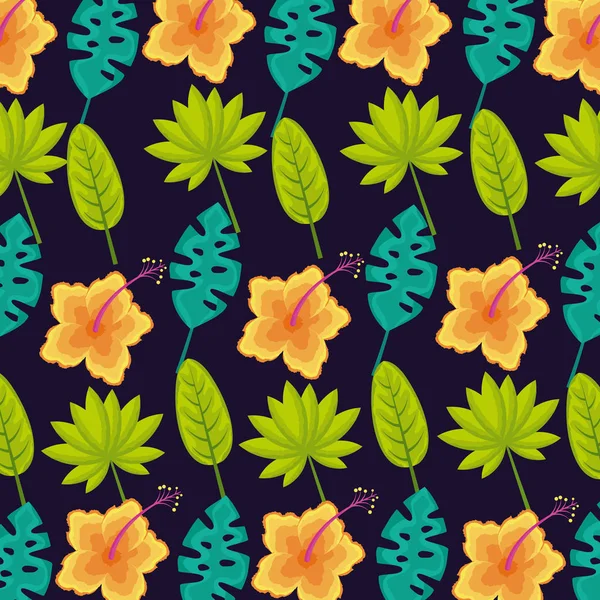 Tropische Natürliche Blätter Pflanzen Blumen Amarilis Vektor Illustration — Stockvektor