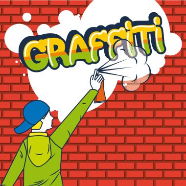 yaratıcı bir fikir graffiti çocuğu paiting renkler illüstrasyon vektör