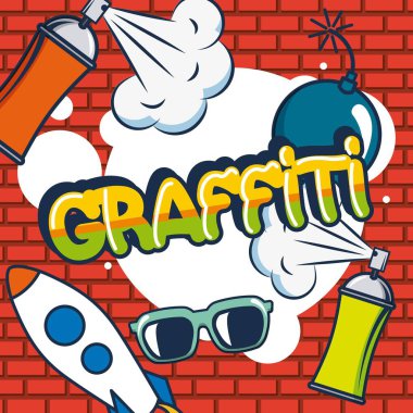 yaratıcı bir fikir roket sprey paiting gözlük bomba vektör çizim