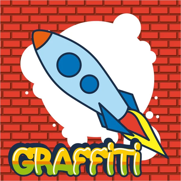 Creative Idea Rocket Clearing Graffiti Bubble Vector Illustration — Stock Vector