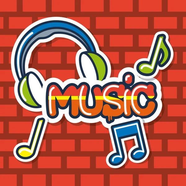 Idea Creativa Iconos Música Símbolos Auriculares Vector Ilustración — Vector de stock