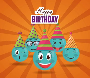 İyi ki doğdun emoji yüzlere gülümseme parti şapkası