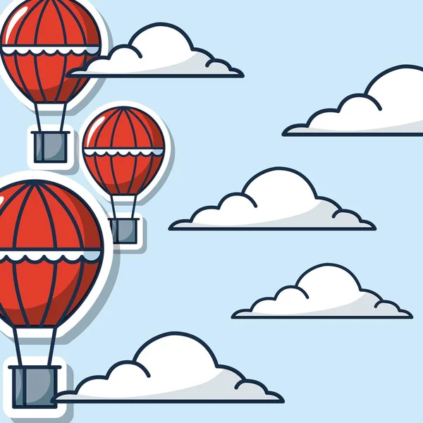 Kreative Idee Heißluftballons Hohe Wolken Himmel Vektor Illustration — Stockvektor