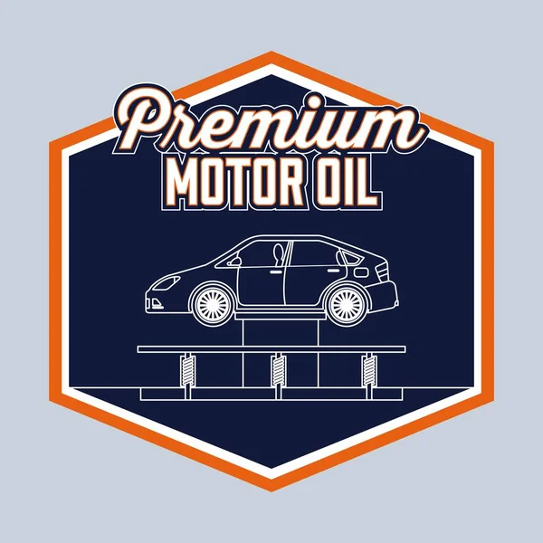 Automóvil Stand Ilustración Vectores Emblema Aceite Motor Premium — Vector de stock