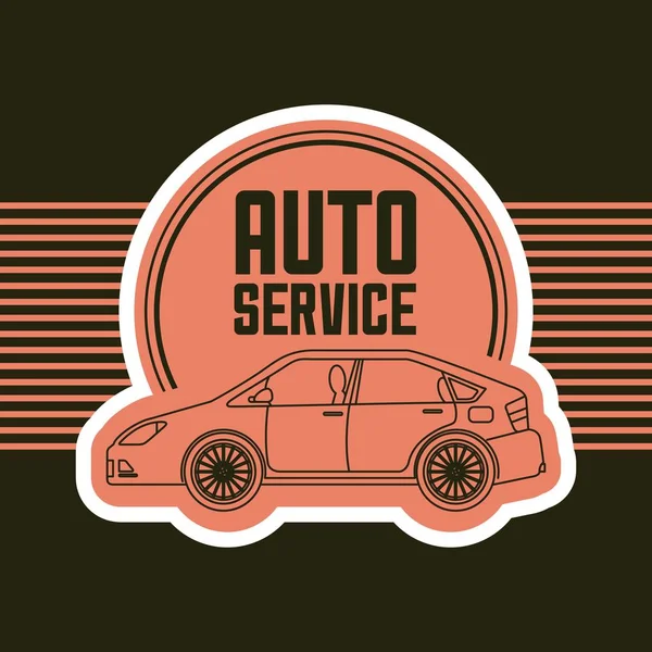 Auto Servicio Vehículo Mantenimiento Etiqueta Vector Ilustración — Vector de stock