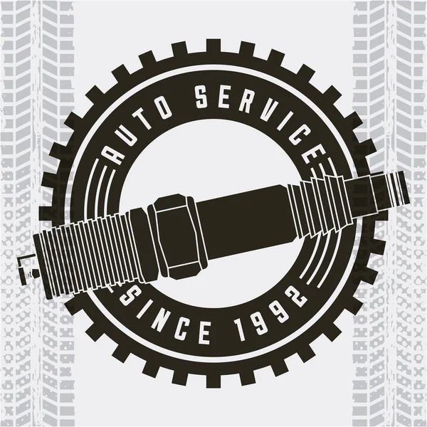 Bujía Servicio Automático Engranaje Grunge Estilo Emblema Vector Ilustración — Archivo Imágenes Vectoriales
