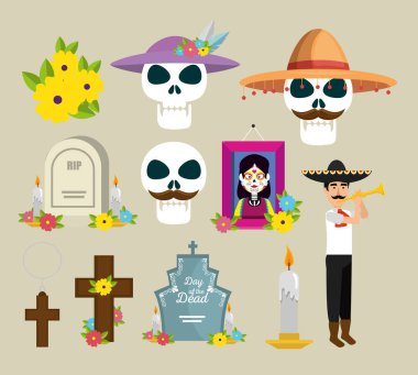 resim ve ölülerin günü kutlamak için çiçek ayarla