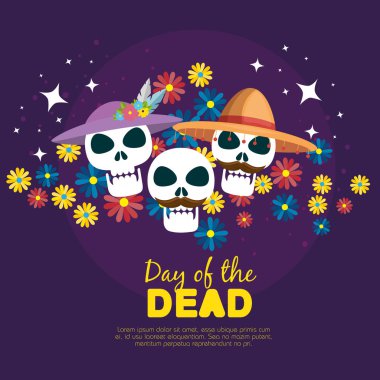 ölü olay günü çiçeklerle kafatasları