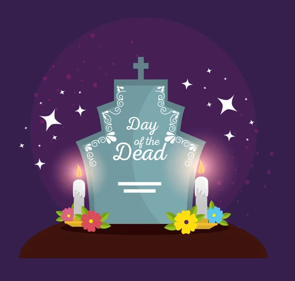 Zerreißen mit Blumen und Kerzen zum Tag der Toten — Stockvektor