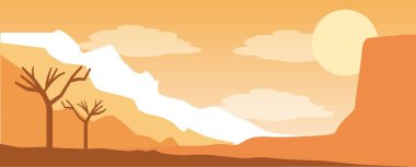 Yolculuk tutkusu seyahat manzara kayalıklarla dağlar ağaçlar vektör çizim