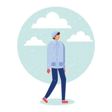 vektör çizim mutlu kış tatil daha da hasta kar bulutlar çocuğun