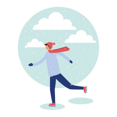 kar vektör çizim çalışan mutlu kış tatil çocuk