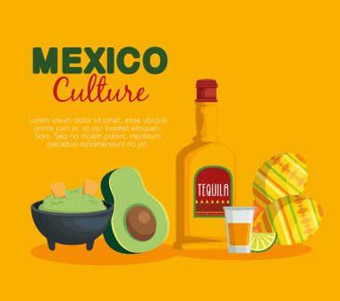 avokado sosu ile tekila Meksika yemeği ve Marakas