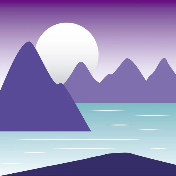 Viajero Viajes Paisajes Lago Acantilado Montañas Vector Ilustración — Archivo Imágenes Vectoriales