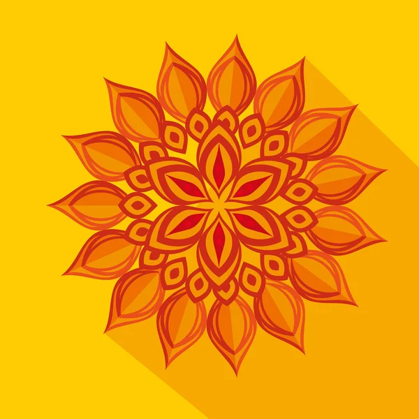 Decoración de flores diwali sobre fondo amarillo — Archivo Imágenes Vectoriales