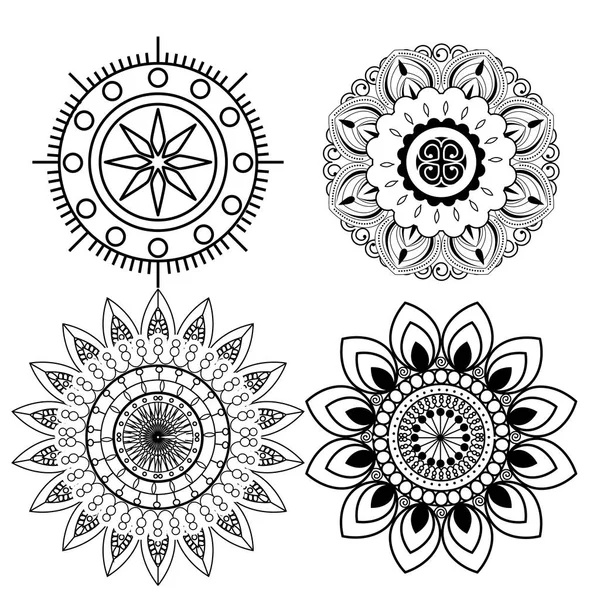 Set profilo mandala fiori diwali per sigillare la decorazione — Vettoriale Stock
