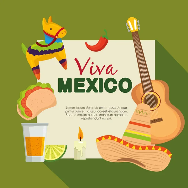 Mexico celebration event with culture tradition — Stock Vector