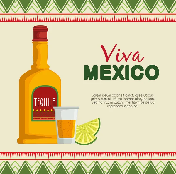 Tequila z cytryny Tradycyjna kultura Meksyku — Wektor stockowy
