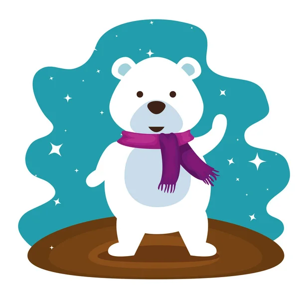 雪熊与围巾基督教庆祝 — 图库矢量图片