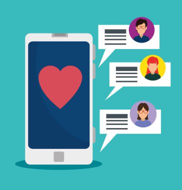 Smartphone teknoloji ve sosyal sohbet kabarcıklar