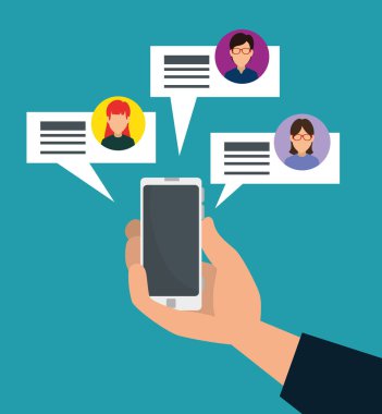 kabarcıklar el Smartphone ve sosyal sohbet ile